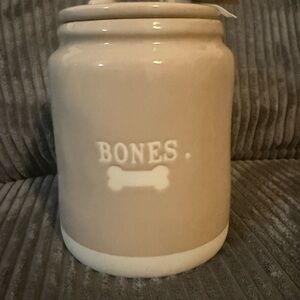 Rae Dunn Beige 'BONES' Ceramic Pet Treat Jar